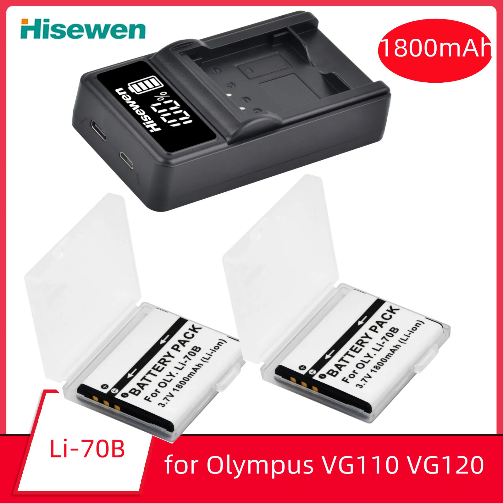 Фото Li-70B Li 70B аккумулятор и светодиодное зарядное устройство USB для Olympus VG110 VG120 VG-140 VG-160 X-940 D-715 FE-4020 FE-4040 FE5040 VR-130 D-705 №1