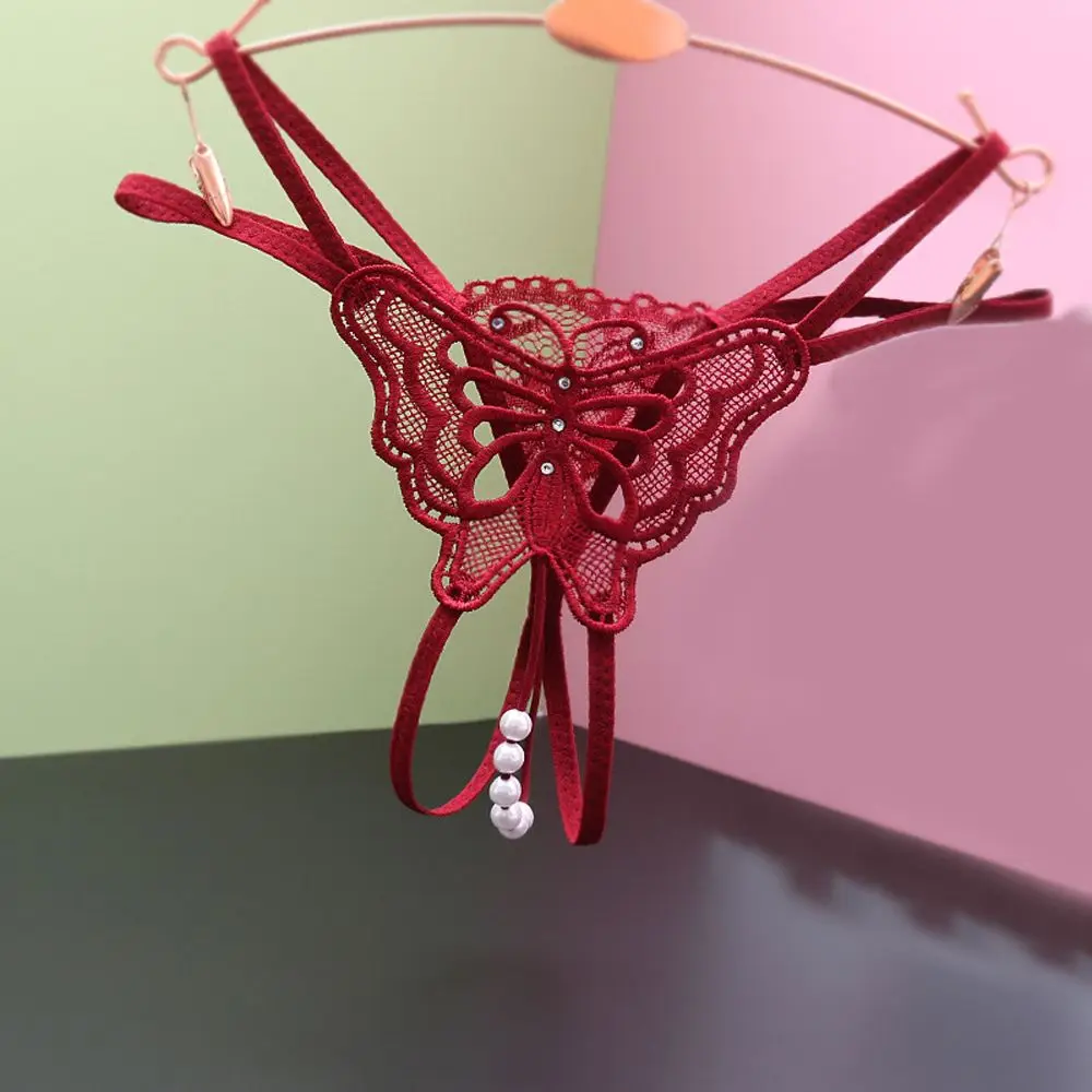 

Women's Erotic Panties Crotchless Panties Lingerie Butterfly Thongs T Back Massage Pearl Temptation Hot Girl Style G-string