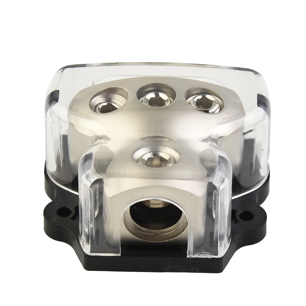 

Deep Wire Recesses Car Power Distributor Block Distribution Block Wire Splitter Zinc Alloy 1 In 3 Out 3 Way 4 AWG Audio