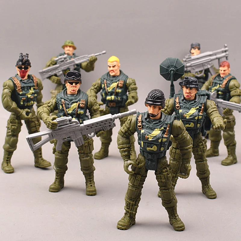 

8PCS Army Men Toy Soldier Military Playset Epic WWII US German Battle movable Special Forces Action Figure Model Civil War Toys