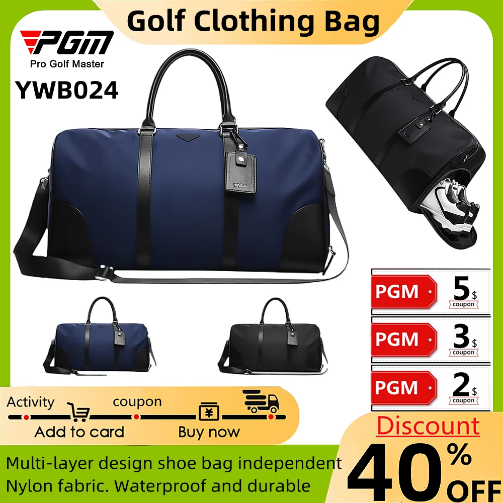 PGM Golf Clothing Bag Men Nylon Pu Ball Bag Golf Fashion Clothes Bag Large Capacity Ultra-Light Portable Golf Sports Handbag