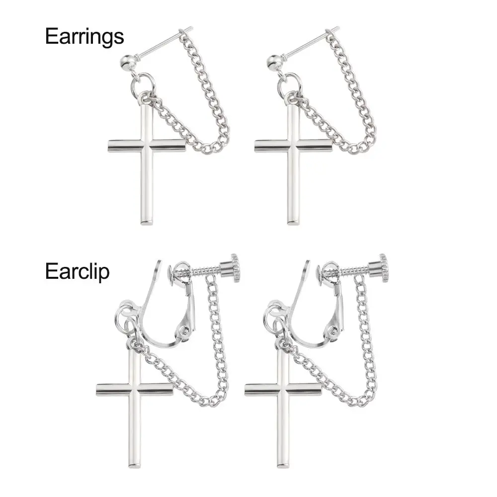 Серьги-клипсы мужские и женские в стиле хип-хоп длинная цепочка с кисточками