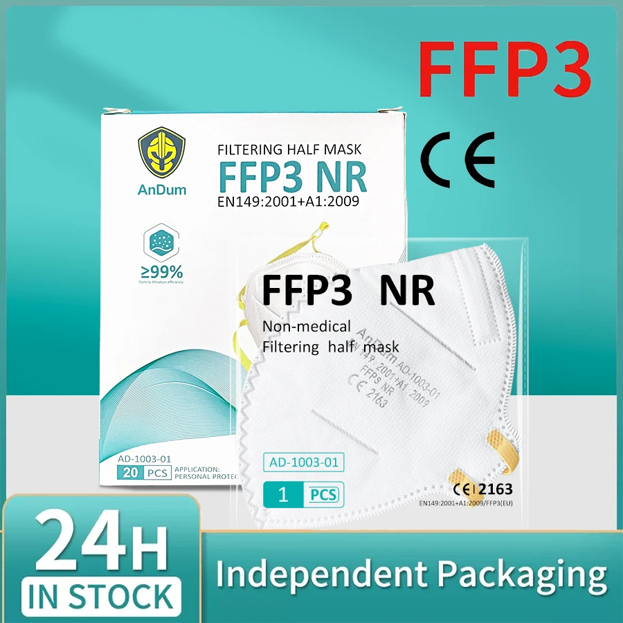 

10-50PCS ffp3 Mask Filtering Masks Mascarillas fpp3 Individual Packaging Respirator Anti-Dust Anti-Fog Pollution 24hours Shiping