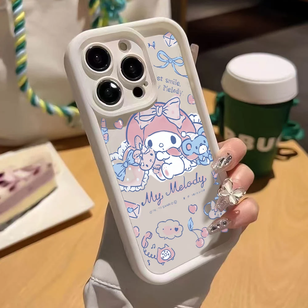 Pink My Melody Phone Case for Apple iPhone 16 15 14 Plus 13 12 11 iPhone16 Pro Max X Xs XR 8 7 SE Soft Shell TPU Cover