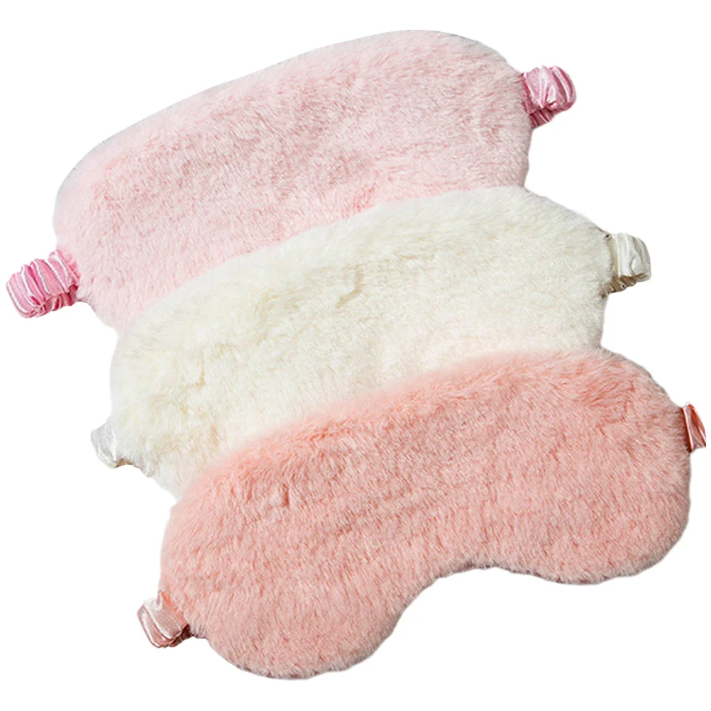 

3 Pcs Plush Eye Mask Eyeshade Sleeping Lightweight Blindfold Silk Face Comfortable Portable Canopy Shadow Practical Decorative