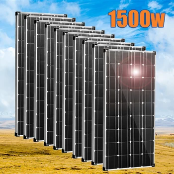 1500w 1200w 1000w 600w 300w 150w solar panel kit complete with aluminum frame 12v 24v battery charger system for home car camper