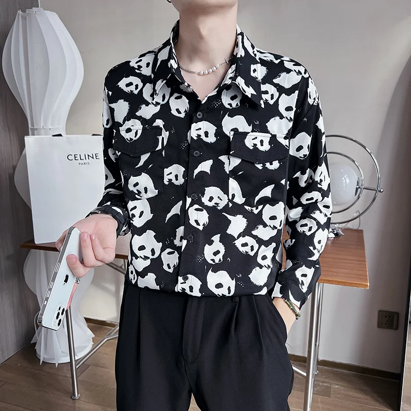 

Рубашка мужская с длинным рукавом, с принтом