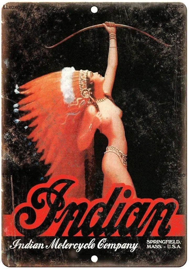 

Indian Motorcycle Company Girl Tin Sign Vintage Wall Poster Retro Iron Painting Metal Plaque Sheet for Gift Birthday Wedding