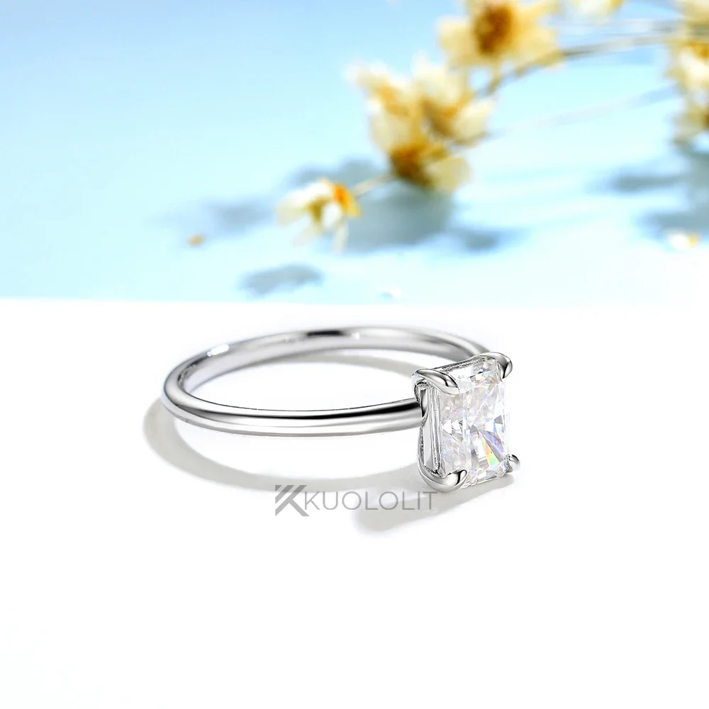Женское кольцо-Пасьянс kuolit 1CT Moissanite однотонное кольцо из белого золота 14 к 10 с