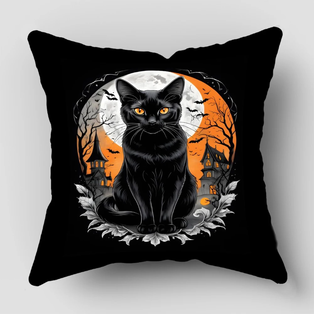 Современная наволочка с черным котом декоративная для спальни дома и офиса