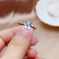 natural aquamarine ring simple style 1 carat gems clean quality cheap price sterling silver 925 rings for women