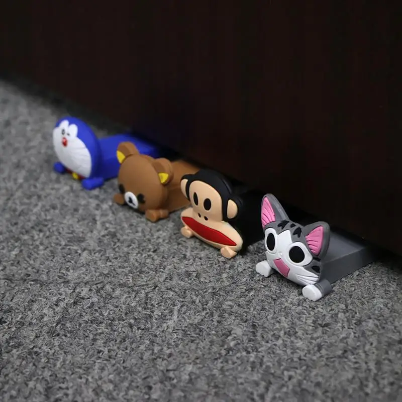 Baby Safety Protector Cute Cartoon Silicone Figure Door Stopper Wedge Door Jam Catcher Block Guard Home Office Protectors