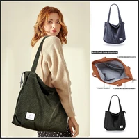 kalidi large capacity tote bag for canvas handbag female eco friendly woman fashion zipper shoulder bag corduroy tote bag