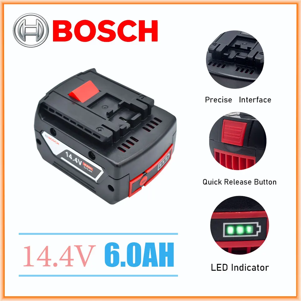 

BOSCH 14.4V 6000mah Rechargeable Li-ion Battery cell pack for BOSCH cordless Electric drill screwdriver BAT607 BAT607G BAT614G