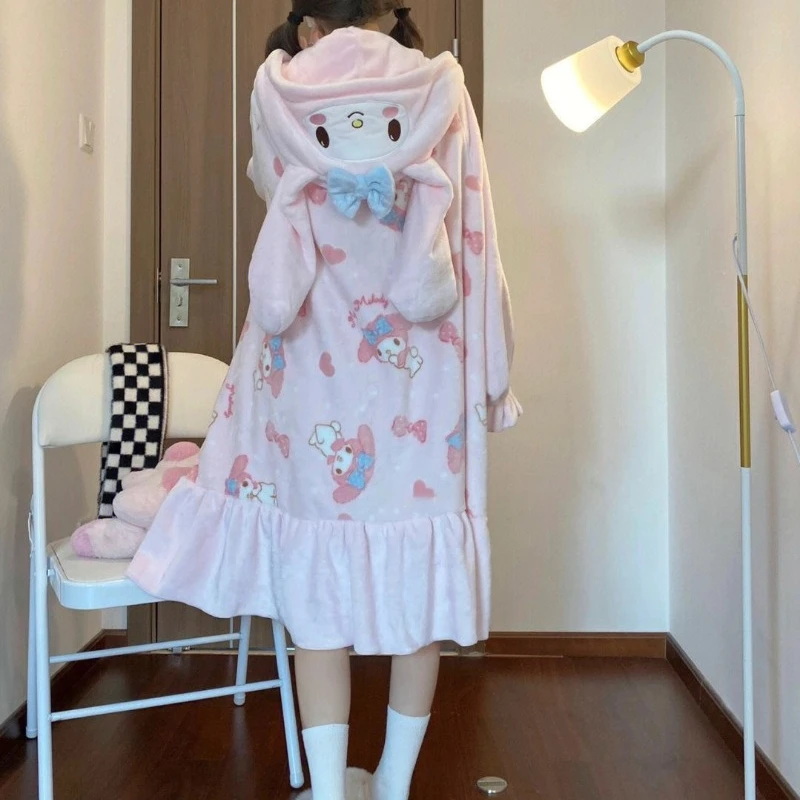 Пижама женская зимняя бархатная с длинным рукавом и надписью My Melody