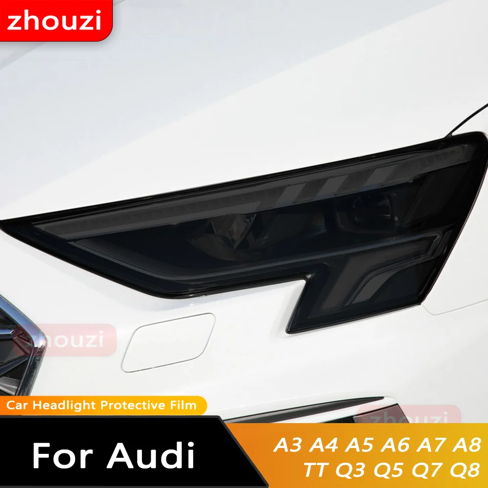 

Защитная пленка для автомобильных фар, Дымчатая черная наклейка из ТПУ для Audi A3 8V RS3 RS4 B8 B9 A5 A6 S6 C8 A7 A8 S4 TT TTS Q3 Q5 Q7 Q8 RSQ8