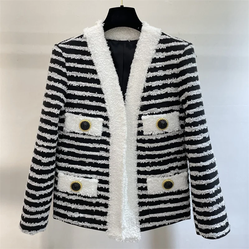 Женская куртка 2024 осенняя новая мода украшение на пуговицах женский топ с