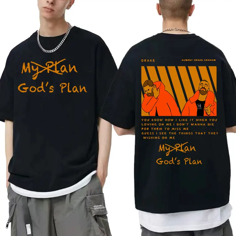 

Awesome GOD's Plan Music Album Print Tshirt Men Women Cotton Oversized Short Sleeve T Shirts Hip Hop Rapper Drake Boys T-shirt