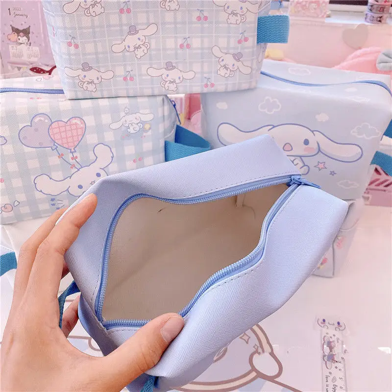 Big Ear Dog Hand Cartoon Large Capacity Pu Cosmetic Bag Stationery Pencil Box Travel Portable Waterproof Wash Bag