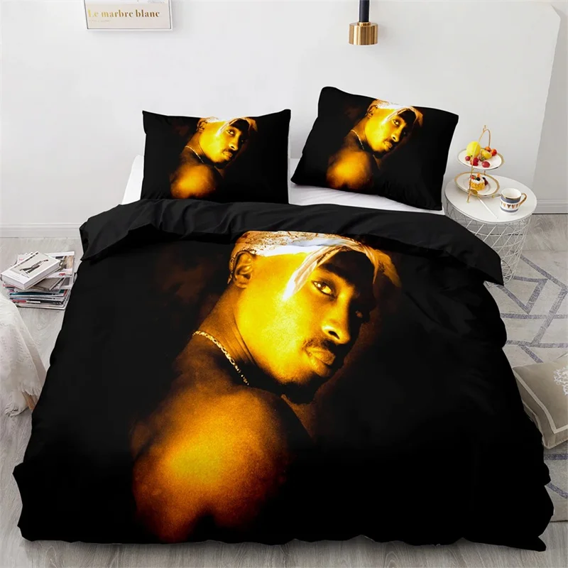 3D Printed Tupac Shakur Rapper 2Pac Bedding Set Boys Girls Twin Queen Size Duvet Cover Pillowcase Bed Kids Adult