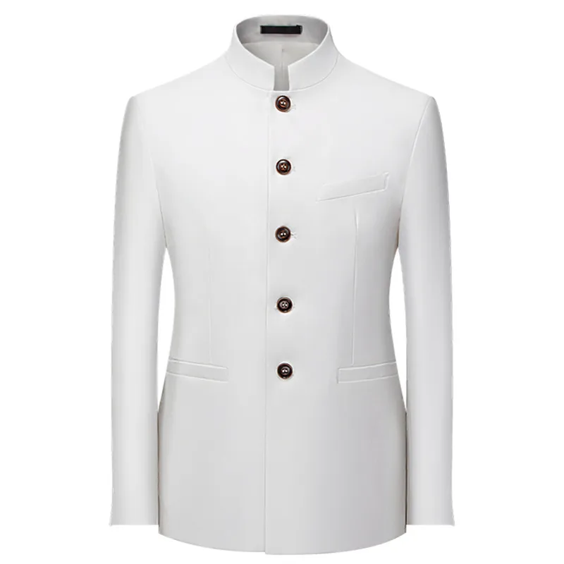 Однотонный деловой мужской пиджак с воротником-стойкой новинка в китайском