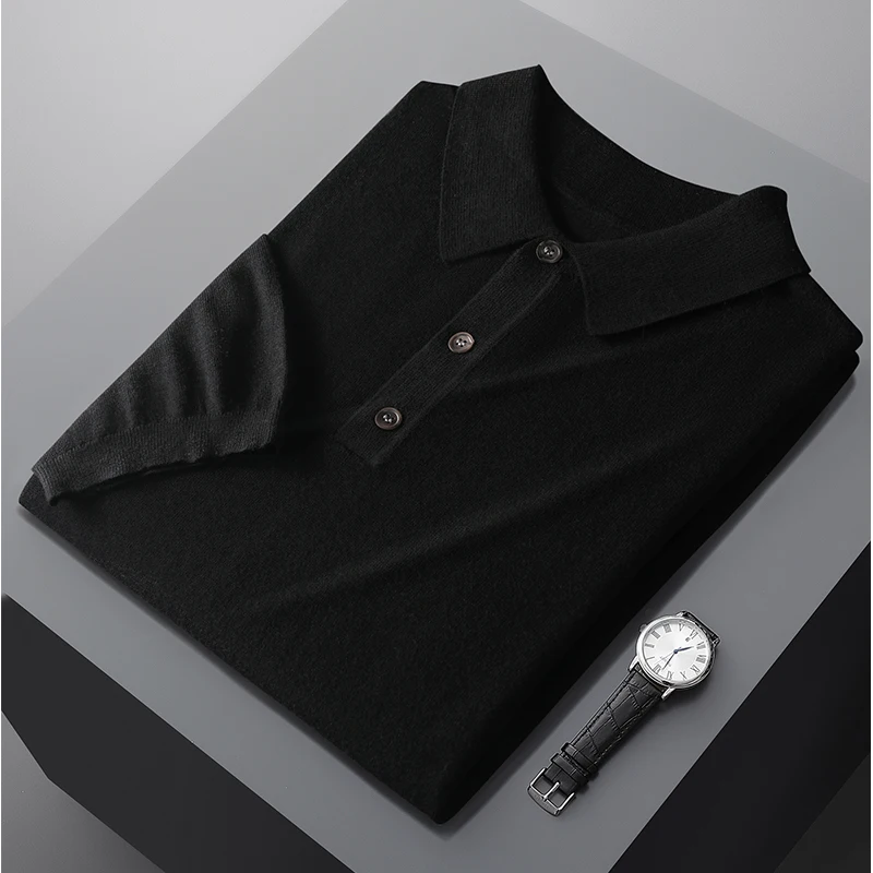 Мужская рубашка-поло с коротким рукавом рубашка из искусственной шерсти