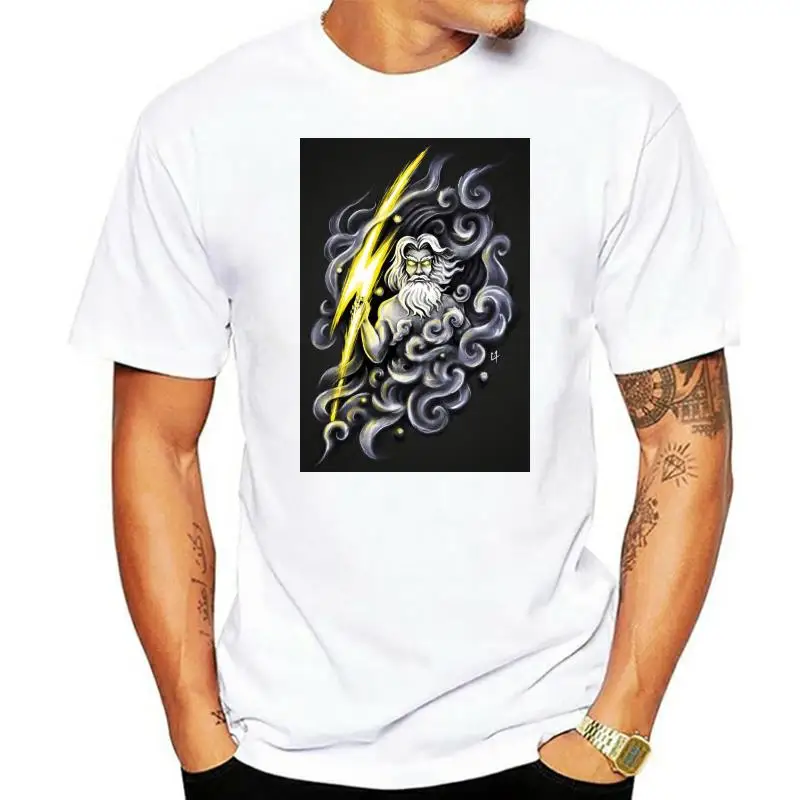 

Мужская хлопковая футболка Zeus с рисунком древней греческой мифологии, черная футболка большого размера на День отца