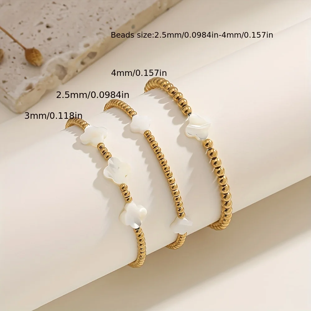 3-слойные браслеты из перламутра с клевером бисера позолоченные 18 К бусины