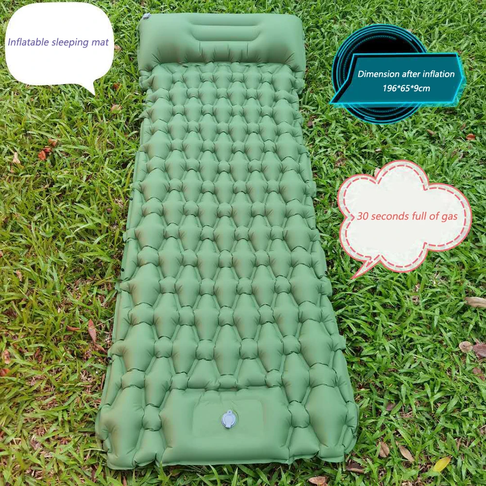 

Outdoor Sleeping Pad Built-in Foot Air Pump Camping Inflatable Mattress Travel Mat Ultralight Air Bed TPU Nylon Waterproof 200kg