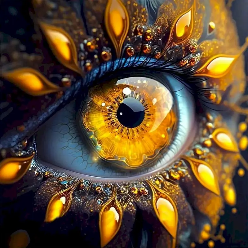 

CHENISTORY Abstract Painting By Number Yellow Gemstone Eyes Kits Handpainted Picture By Number Home Decor Drawing On Canvas