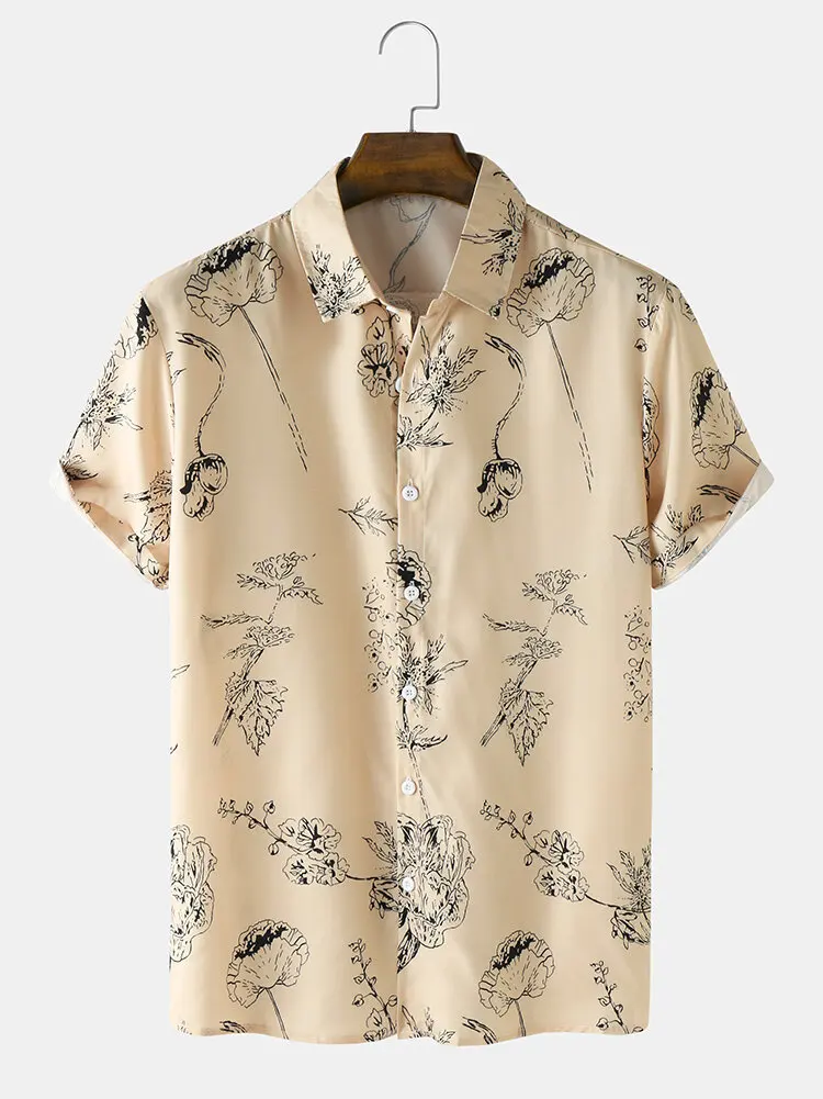 

Men Clothing 2022 Summer New Men's Short -sleeved Shirt Casual Fashion Printing Shirt Lapel Button Shirt Top