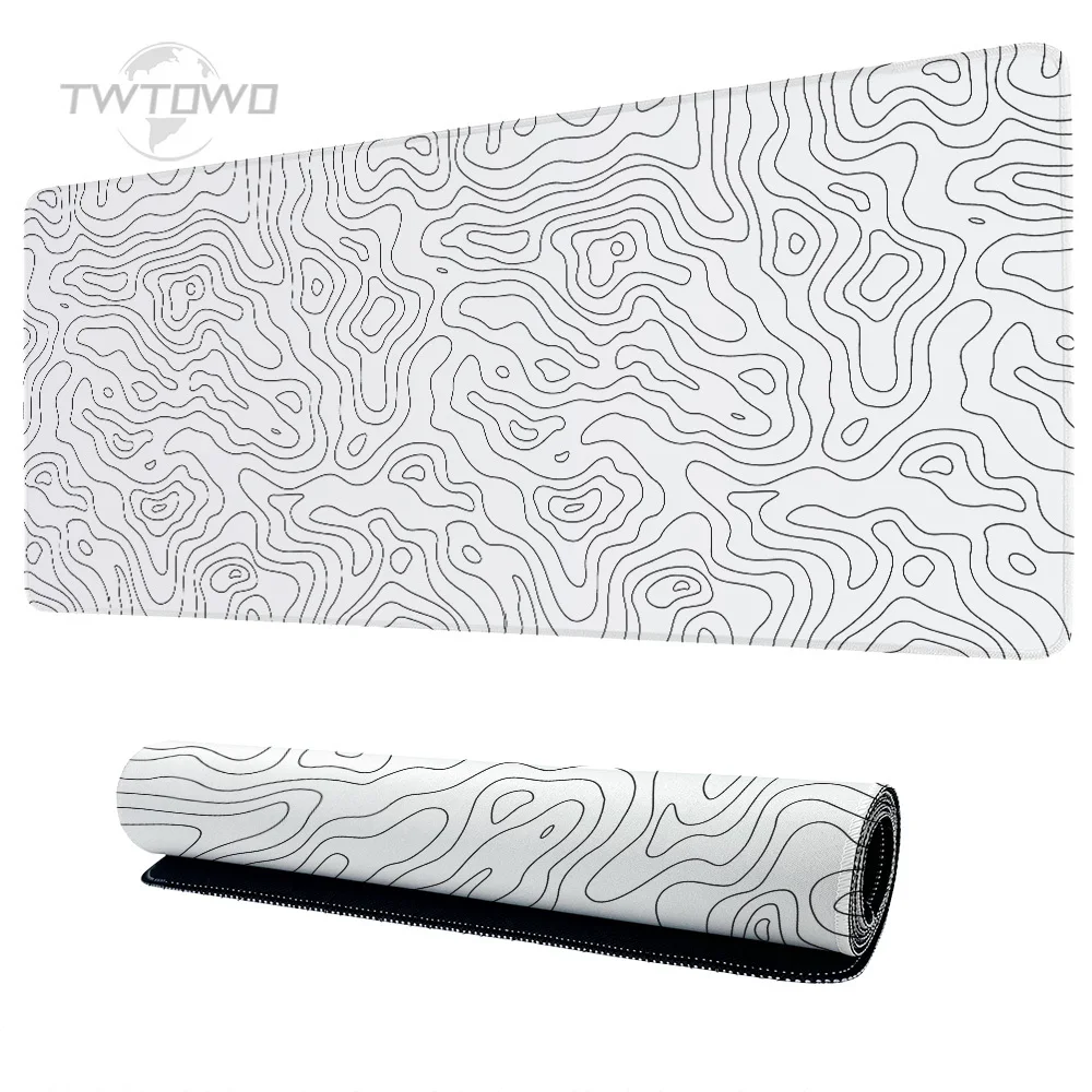 Коврик для мыши черно-белый игровой с контурной линией размер XL под заказ коврик