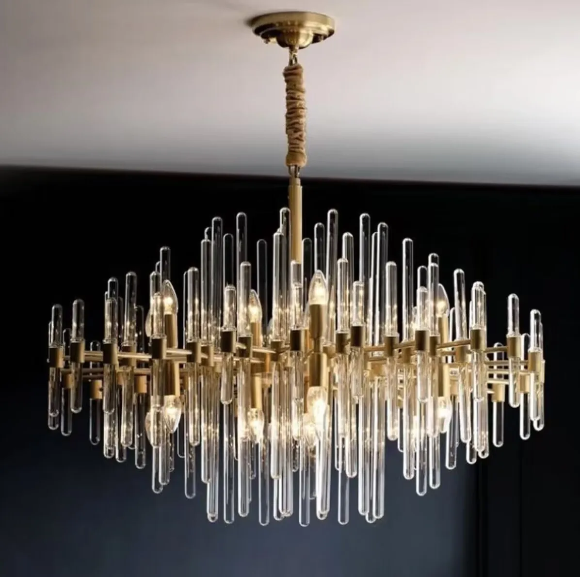 

Роскошная дизайнерская медная люстра, лампа для гостиной, 110 В переменного тока, 220 В, Золотая столовая, фотолампа