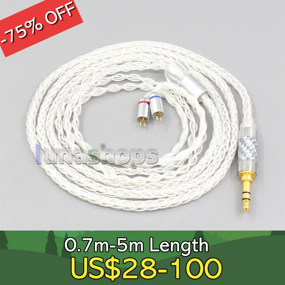 

2.5mm 4.4mm XLR 8 Core Silver Plated OCC Earphone Cable For Flat Step JH Audio JH16 Pro JH11 Pro 5 6 7 BA Custom LN006549