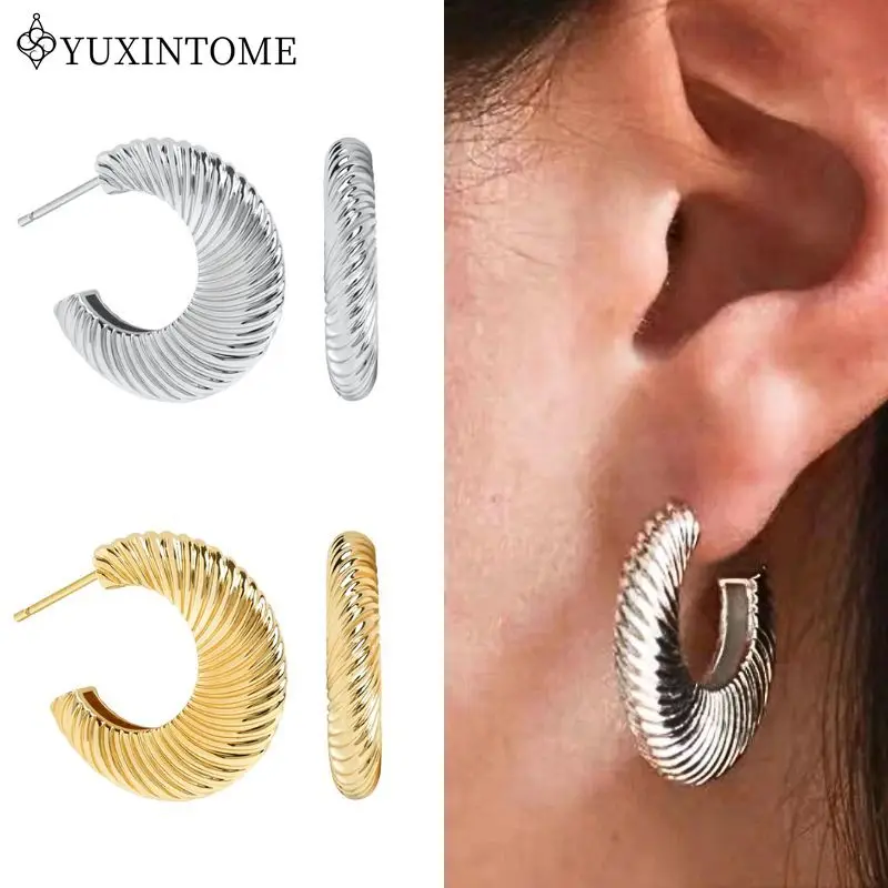 Большие серьги из стерлингового серебра 925 пробы со спиралью C-образной формы для