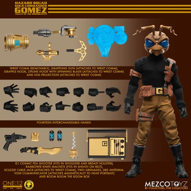 

Оригинальный коллективный командир Mezco One:12 командировочная команда опасности, золотой командир Гомез, долина Mossquatch, модели игрушек