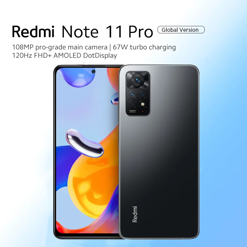 

Xiaomi Redmi Note 11 Pro Телефон, 6 ГБ/8 ГБ, 128 ГБ, 120 МП, Гц