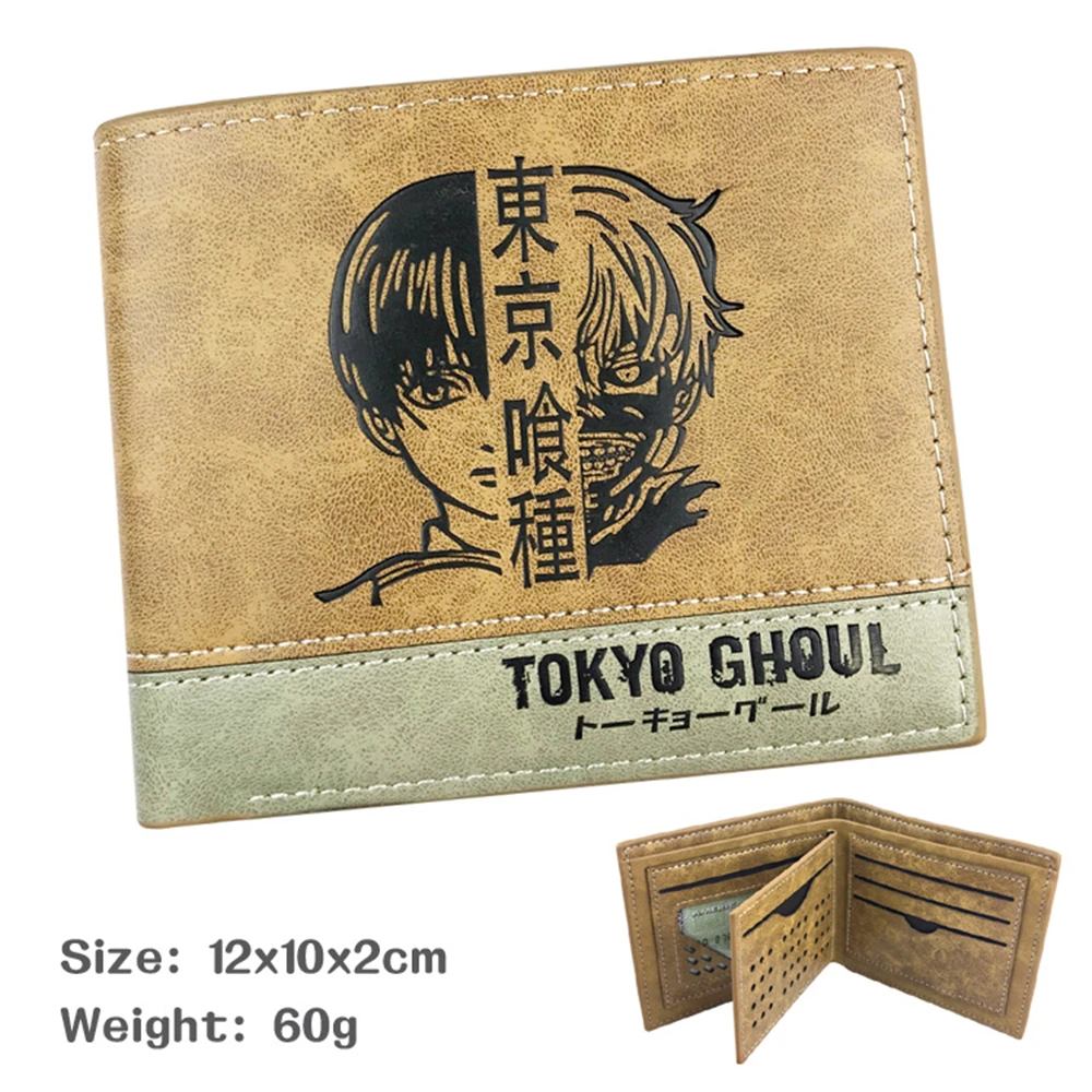 

New Anime Wallet Tokyo Ghoul Khaki Teenager PU Short Men's Casual Leather Bifold Photo Credit Cards Holder Purse Hot Unisex