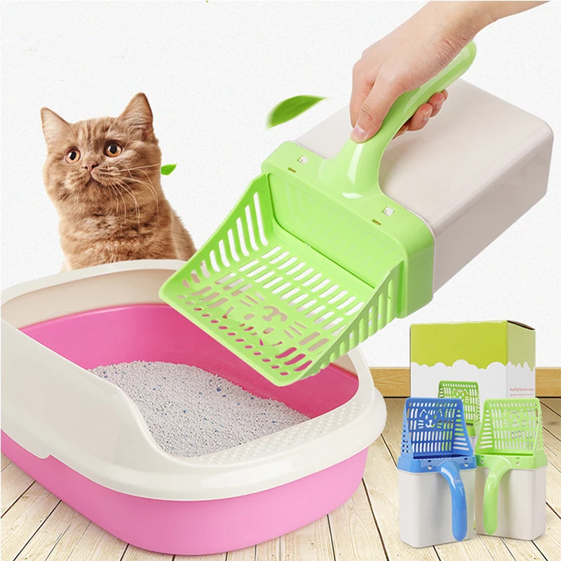 

Practicality Pet Cat Litter Scoop Convenient Plastic Cleanning Tool Puppy Kitten Poop Shovel with Garbage Box Pets Cats Supplies