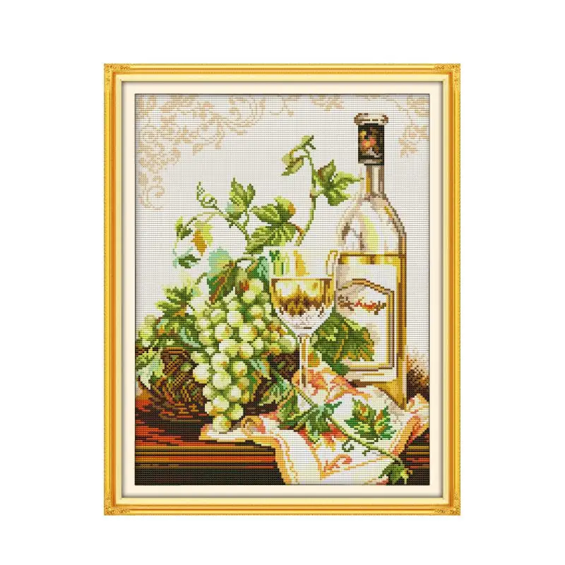 

Joy Sunday Cross Stitch Kits Grape Still Life Printing Stamped 14CT 11CT Counted Fabric Handmade Embroidery Needlework Sets