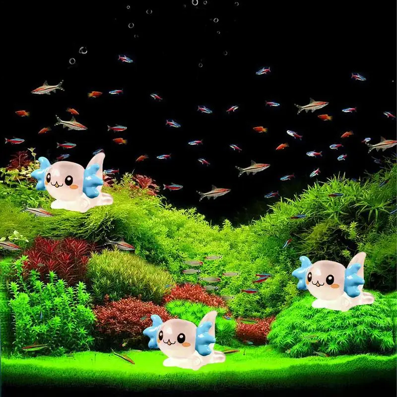 Миниатюрные фигурки аксолотля мультяшные аквариума из смолы украшения в темноте