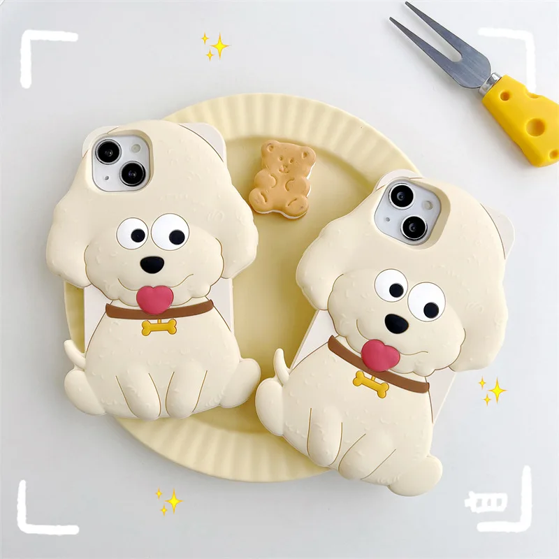 

3D Funny Cartoon Cute Little Poodle Phone Case Cover for IPhone 14 Plus 11 12 13 14 Pro Max Shockproof Cases for IPhone 14 Case