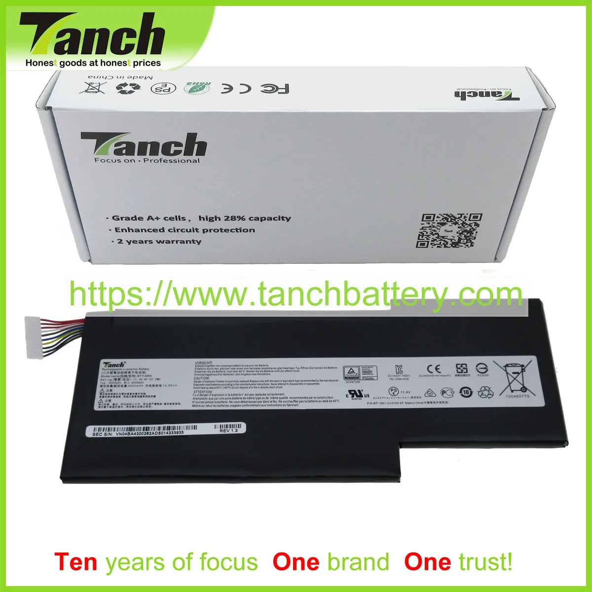 Tanch BTY-M6K Battery for MSI GF63 8RD 9SC GS73VR 7RG GS63VR 7RG 7RG-005 GF75 THIN 9SC 10SCXR-640 10SCXR-034,11.4V,3 cell