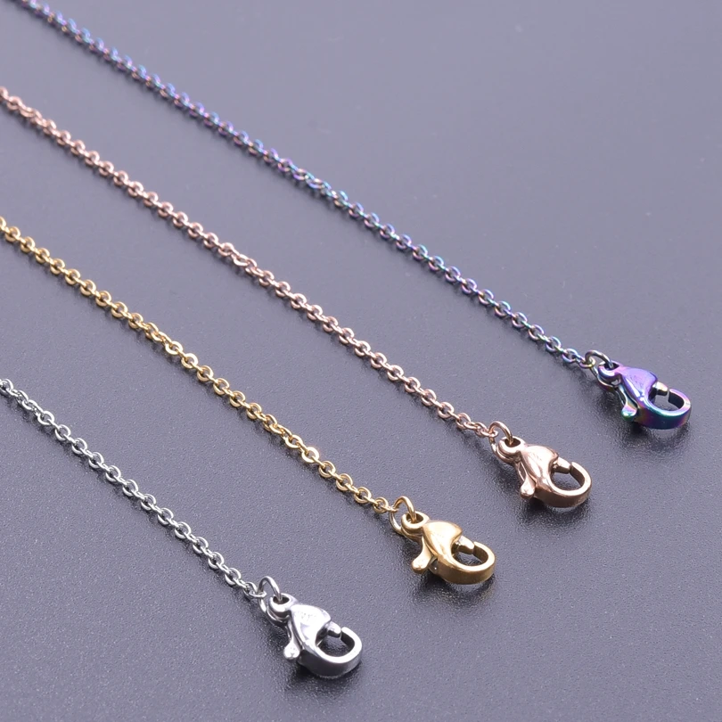 

1Pc Width 1.2mm Stainless Steel Rose Gold Color Cross Chain Necklace For Women Men Pendant Thin Long 45cm Chain Choker Jewelry