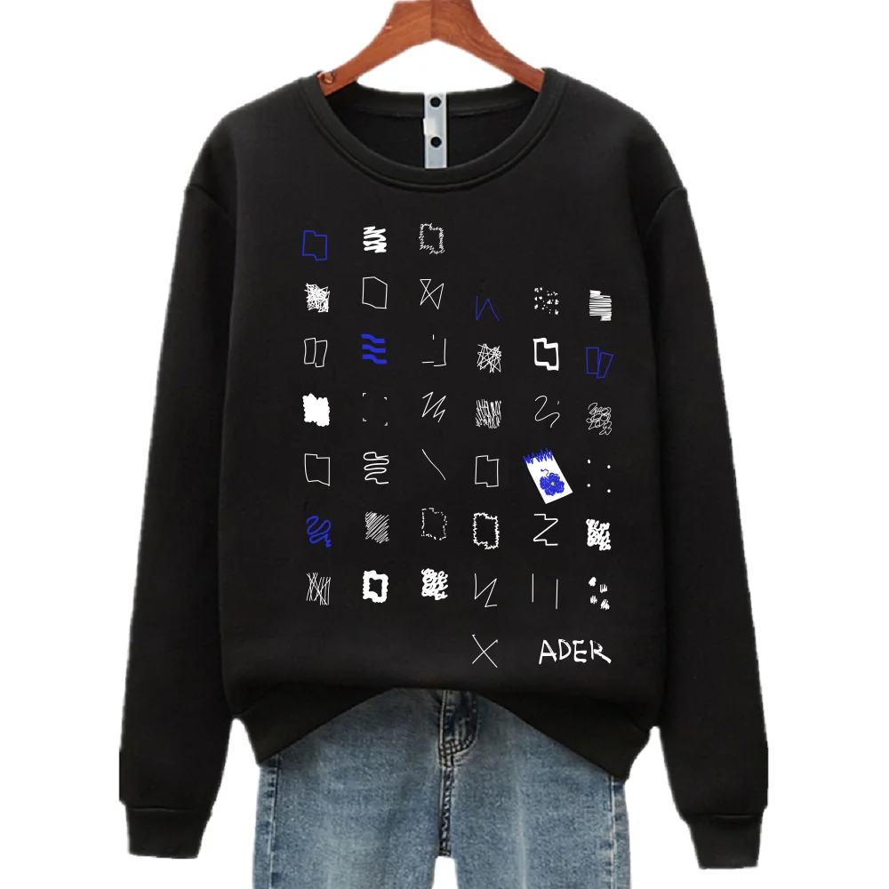 ADER All-match men's and women's letter printing cotton long-sleeved loose round neck casual simple round neck sweater