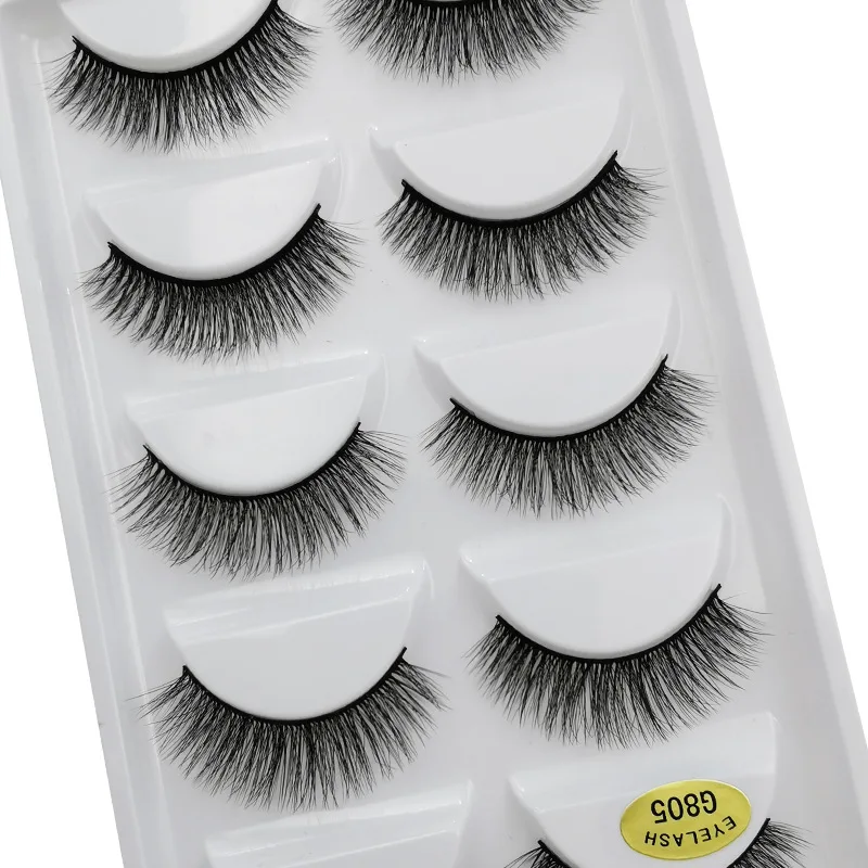 

5 pairs of 3D mink false eyelashes, natural long eyelashes, no cruel handmade soft eyelashes wholesale eyelashes H13,G806,G800