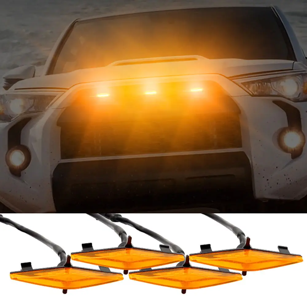 

Car Grille Highlights the Small Yellow Light in the Net, Led Decorative Width Light, the Small Yellow Light of the Bird of Prey,