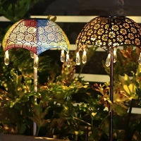 solar garden lights umbrella shape iron hollow lamp outdoor waterpoof floor lights for pathway yard lawn lamp landscape decorate