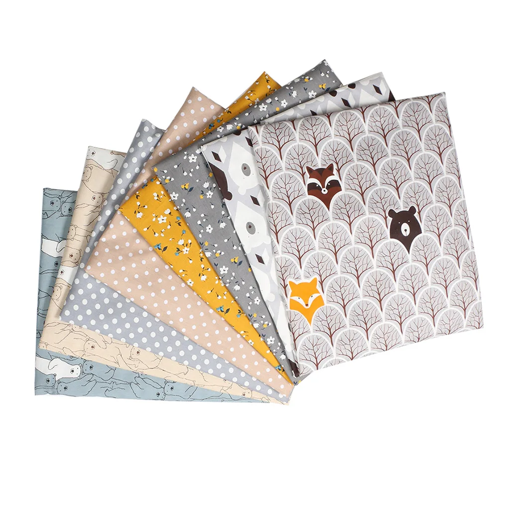 

8pcs Cartoon Print Cotton Fabric Patchwork Sewing Cloth DIY Handicraft Quilting Fabric
