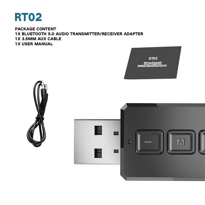 Wireless Bluetooth-Compatible 5.0 Audio Transmitter Receiver 2 In 1 Adapter With 3.5mm Cable For Car TV BOX Earphone Speaker Aux |